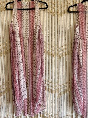 Mudd Pink White Western Floral Boho Print Sheer Open Front Layering Flowy Kimono